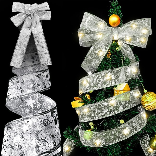 Joulukuusikoristelunauhavalot, Valaiseva jouset, Joulukeijuvalot, LED-keijuvalot, Joulujuhlasisustus, Kiiltävät nauhakeijuvalot