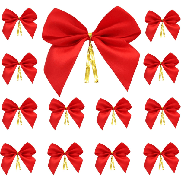 Red Christmas Bow, Bowknot Hanging Decoration, Christmas Arch, Red Ribbon, Suitable for Gift Wrapping, Christmas Tree Decorations