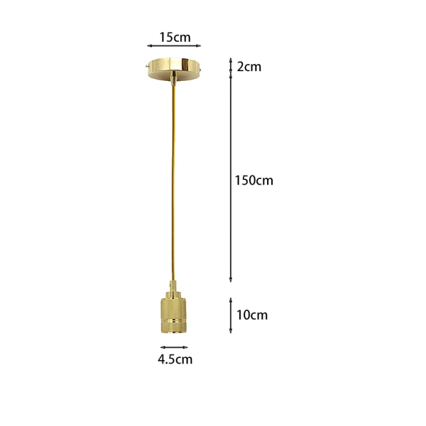 E27 Pendellampeholder med 1m kabel (guld)