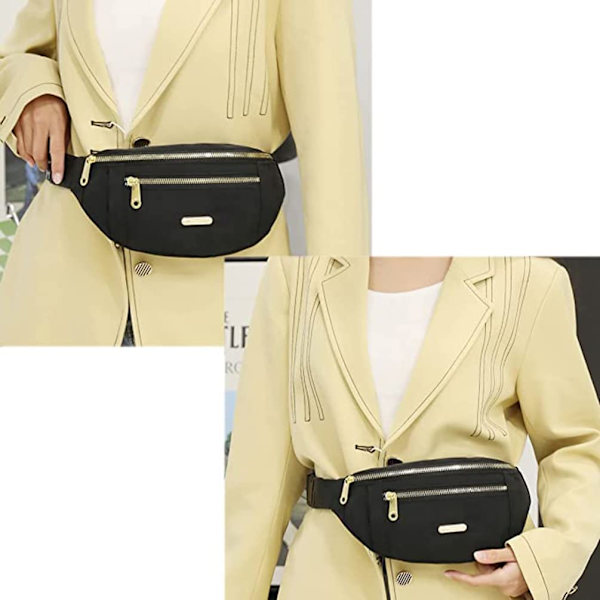 Väska Fanny Pack Herr Dam ModeTravel Midjeväska, Lätt Justerbar Midjeväska (Svart)