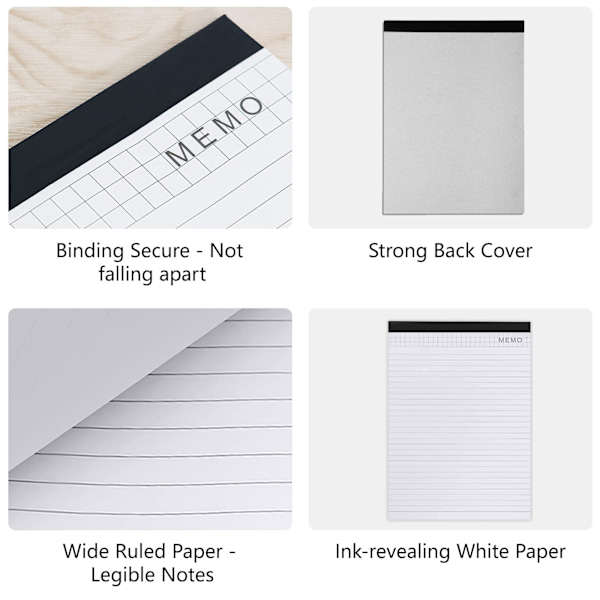 A4-storlek Påfyllningspapper Bredrulad Skrivblock för PU Läder Padfolio Portfölj Klippbräda Miniräknare Anteckningsblock 2-pack 25 Ark per Block