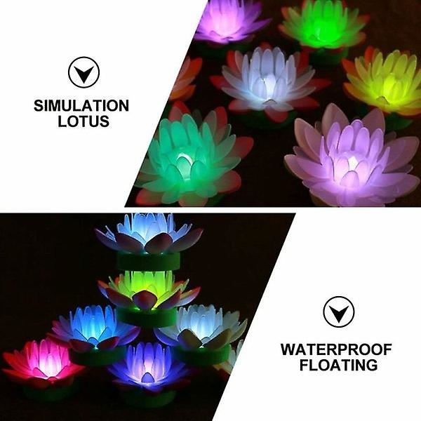 2 st lila LED flytande lotusljus vattentät solcellspool vattenlilja flytande lykta lotusblomma för trädgård pool