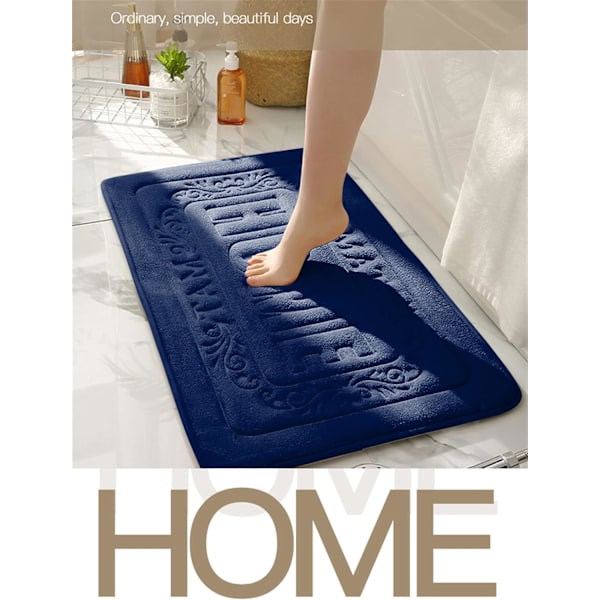 Bademåtter, badeværelsesgulvmåtter, hjemmemåtter med logo, memory foam-måtter, skridsikre måtter, høj vandabsorption (mørkeblå, 17,7''x25,6'')