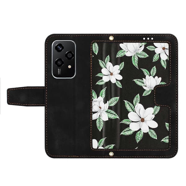 Blommigt läderfodral med snodd For Honor 200 Lite Global