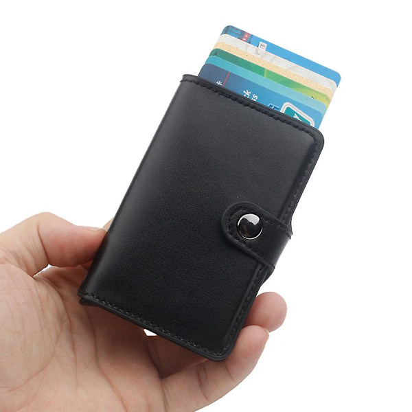 Svart Rfid Nfc-skydd Plånbok Kortfodral 5 Kort (äkta läder) Svart