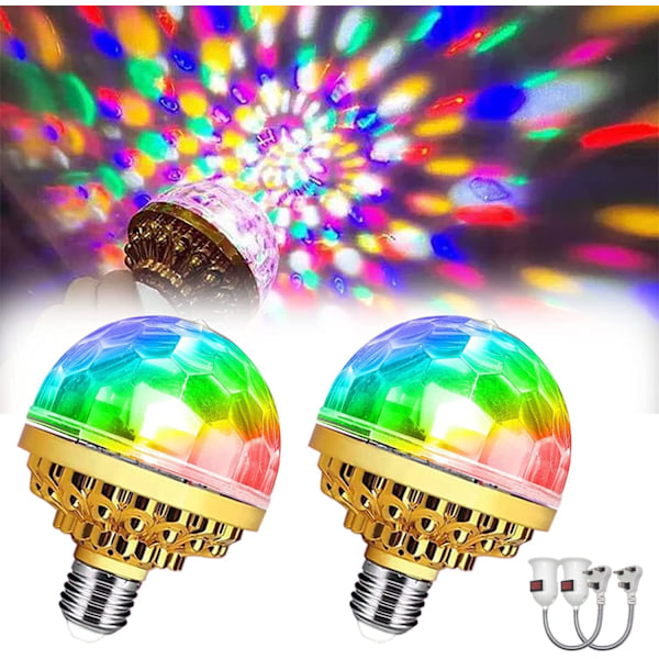 Disco Färgroterande Magisk Boll Lampa, LED Disco Glödlampa RGB Strobe Magisk Lampa för Hemfest Scen Festival (2 Stycken)
