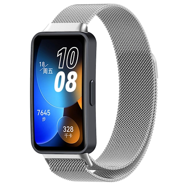 For Huawei Band 8 Milanese Mesh Style Udskiftning Watch Band Metal Smartwatch Rem