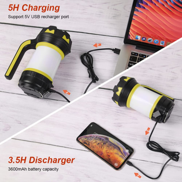 Uppladdningsbar LED-lykta, 4000mAh 360° Campinglampa, Grön