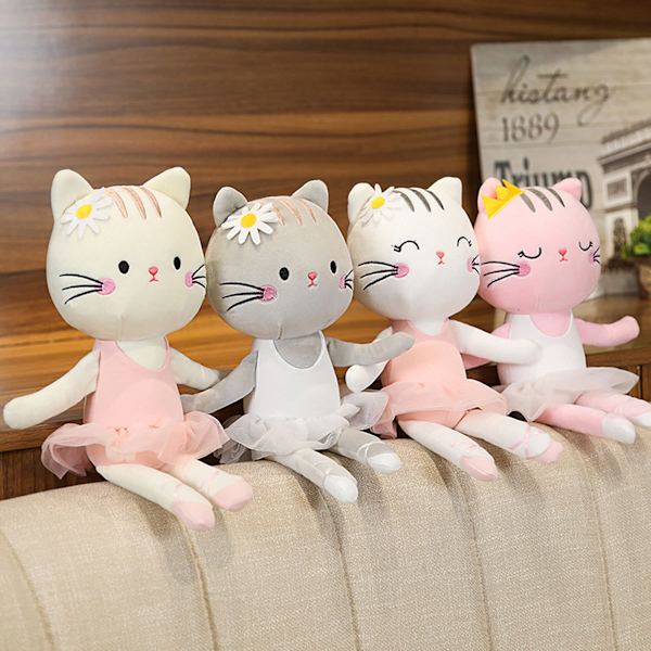 Ballerina Dukker Plysj Katt Gaver for Jenter 13,5 Tommer (Grå Katt)