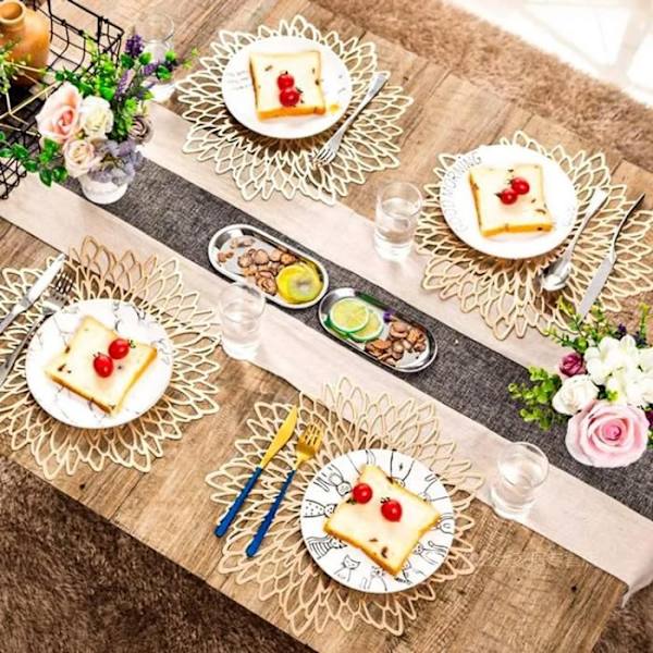 Pyöreät PVC-tabletit, 6 kpl, pestävät tabletit, pyöreät tabletit, lämmönkestävät ja liukumattomat, kulta