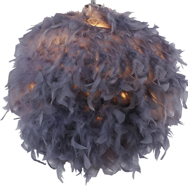 Fluffy fjerlampe skærm loftslampe skærm til hængende loftslampe, bordlampe, til stue, soveværelse, køkken, gang (grå)