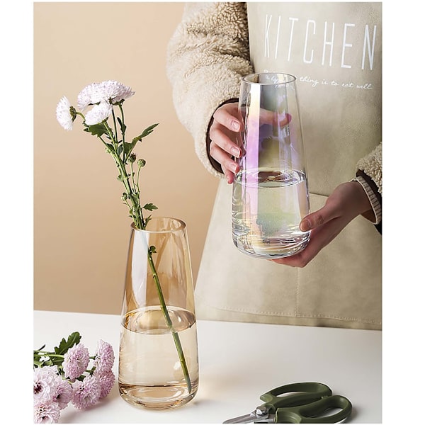 Modern glasvas kristall brun vas transparent blomsterarrangemang vattenstöd enkel skrivbord liten