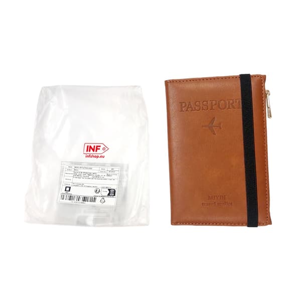 Slank RFID-blokerende pasmappe - Rejsepung med flere rum Lysebrun LightBrown 86