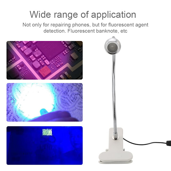 3W UV-limlampe Ultraviolet LED med klips