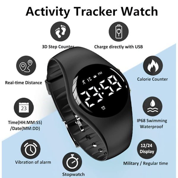 Digital aktivitetsur, vandafvisende ikke-Bluetooth