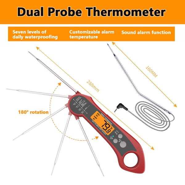 Trådløst kødtermometer, madtermometer, digitalt termometer, madlavningstermometer, marmeladetermometer