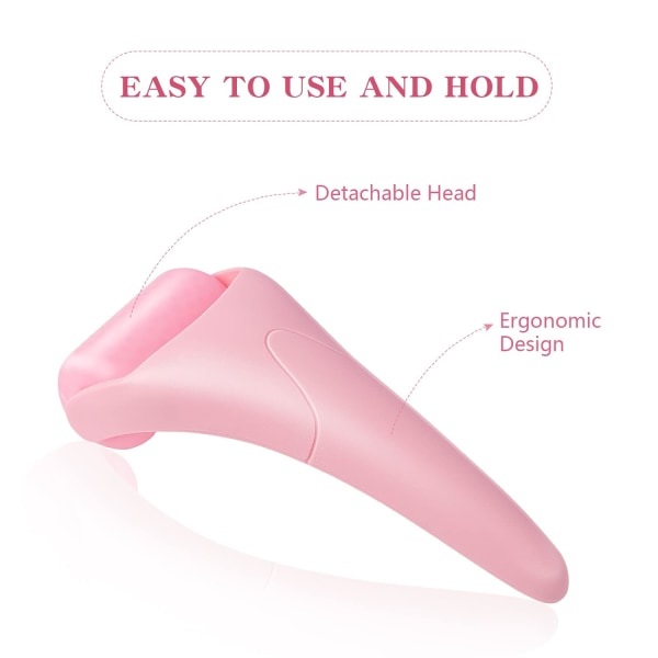 Ice Roller, ansiktshudpleieverktøy for hevelse Migrenelindring og mindre skader, Forbedret ansikts-isrullemassasjeapparat for kvinner (rosa)