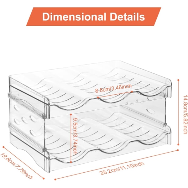 Viinipulloteline, Muovipulloteline, Kaapin Järjestäjä, Kaappiin/Pakastimeen/Komeroo - Jokainen Teline Mahtuu 3 Pulloa - Keittiön Säilytys (2-tasoinen Viinipulloteline)