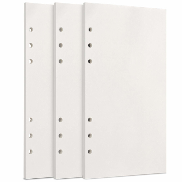 A6 Refill Paper, 3 Pakker 100GSM Tykt Påfyllbart Papir 6 ,135 Ark (270 Sider) for 6 Ring Binder Journal Notebook-Blankt Papir