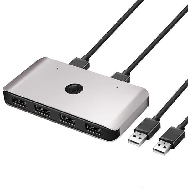 Rocketek Switch 2 PC-deling 4 USB-enheter Velger KVM Switch-adapter