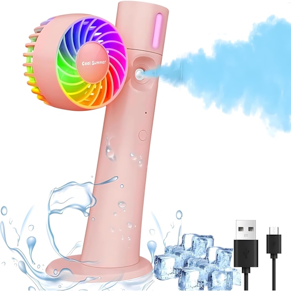 Bärbar USB Fläkt Clip Fläkt Spray Bord Vatten Elektrisk Fläkt, Liten Mini Handhållen Fläkt Tyst Kraftfull LED Uppladdningsbar Batterifläkt Bärbar Kontorsfläkt