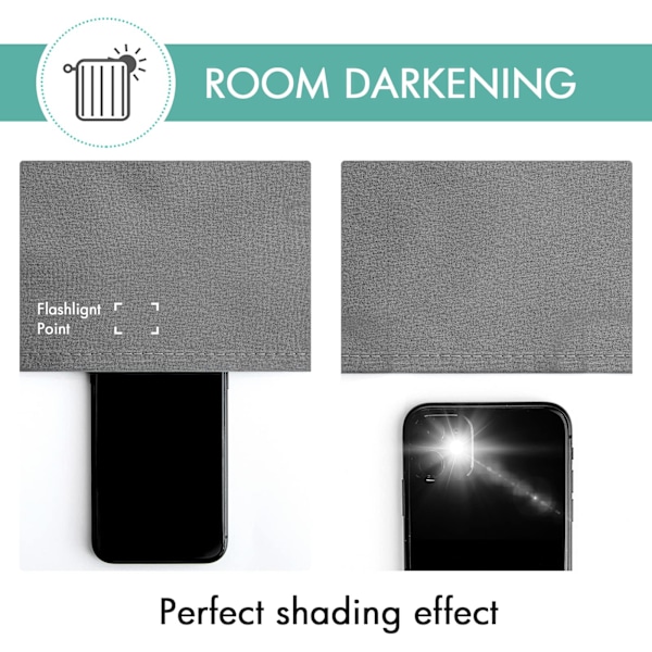 Sæt med 2 mørklægningsgardiner, termo-isolerede, anti-UV, solbeskyttelse, dekoration til stue, køkken, soveværelse 132X160CM (LXH) Grå