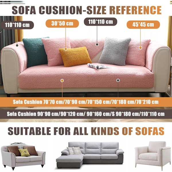 Premium Sammetssofföverdrag, Halkfria Sofföverdrag, Genomarbetade och Utsökta Möbelskydd, Soffkuddöverdrag för Sovrum, Hotell och Kontor (70*180cm) Pink 70*180cm