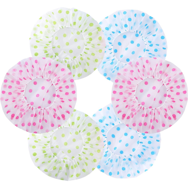 Brusehatte til Kvinder/Mænd 6 Pak Vandafvisende & Genanvendelig Badehætte 30cm Bredde med Elastisk Bånd 6pcs
