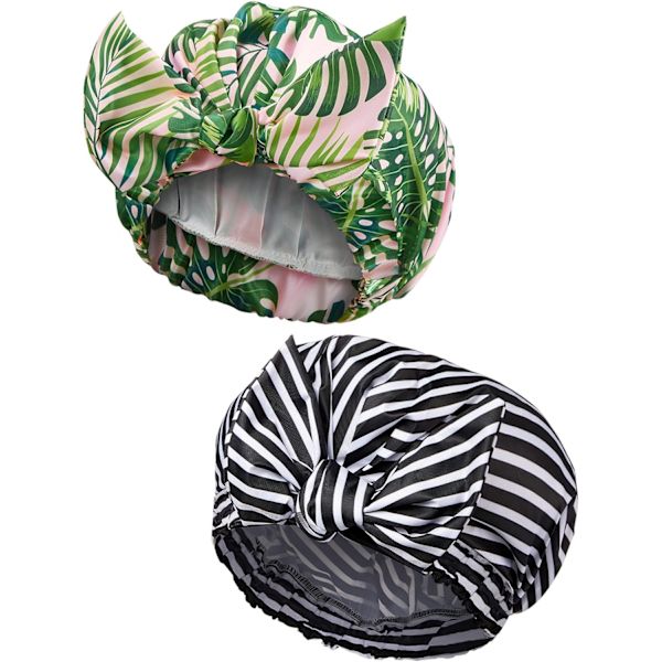 Stykker Brusehætter til Kvinder, Vandtætte Genanvendelige Brusehårhætter Elastisk Kant Turban Brusebadshætter til Langt, Kort og Krøllet Hår til Kvinder Piger Banana tree