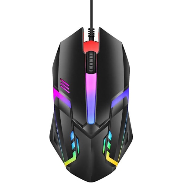 RGB Gaming Mus | (Sort) Genopladelig Kabelforbundet | Ergonomisk Design Kabelforbundet Gaming Mus - Kompatibel med Laptops, Desktop PC'er og Mac