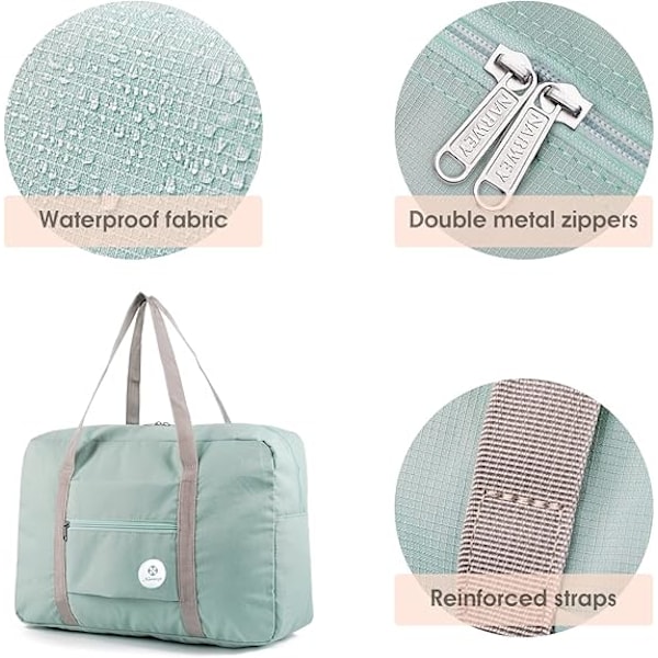 Spirit Airlines Sammenleggbar Reisetrillebag for Personlige Eiendeler, 18x14x10 Sammenleggbar Reiseveske, Overnatting Bagasje Håndbagasje for Kvinner og Menn Green