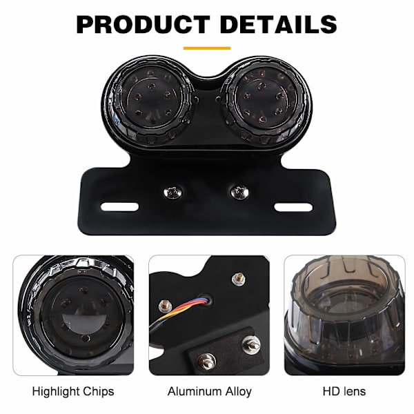 Motorcykel LED Baglygte Brems Blinklys Nummerpladeholder