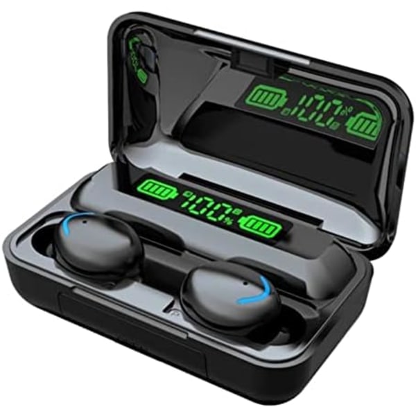 Bluetooth-hodetelefoner, Bluetooth 5.0 Trådløse Ørepropper, IPX Vanntette Berørings-Ørepropper for Sport, Innebygd 2000mAh Powerbank
