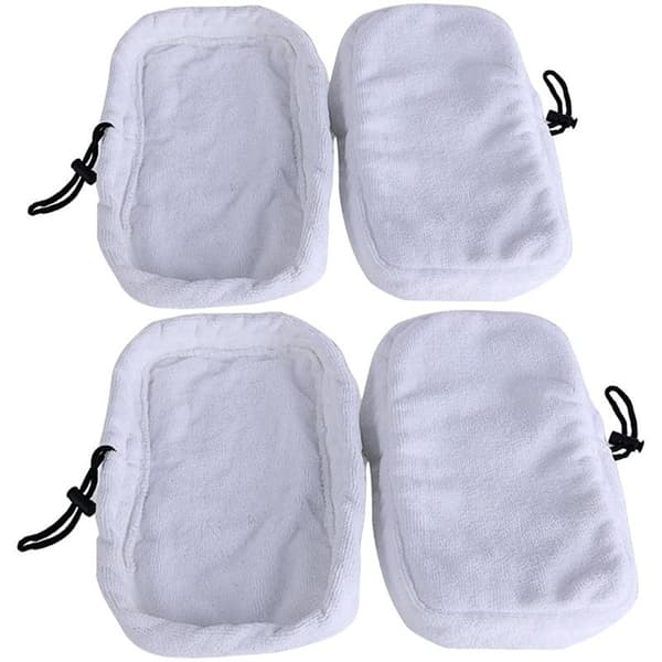 Sett med 5 stk. Universal Vaskbar Mikrofiber Dampmopp Erstatningsputer, 27 x 16cm (Hvit)