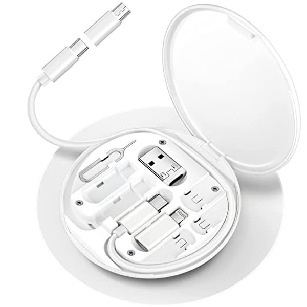 Multifunktionell datakabelsförvaringsboxadapter för Lightning, USB-C och Micro-USB-enheter Universal datatransferkabel