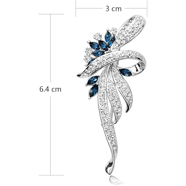 Kristallbrosch Fancy Vintage Style Blom Brosch Pin Blå färg