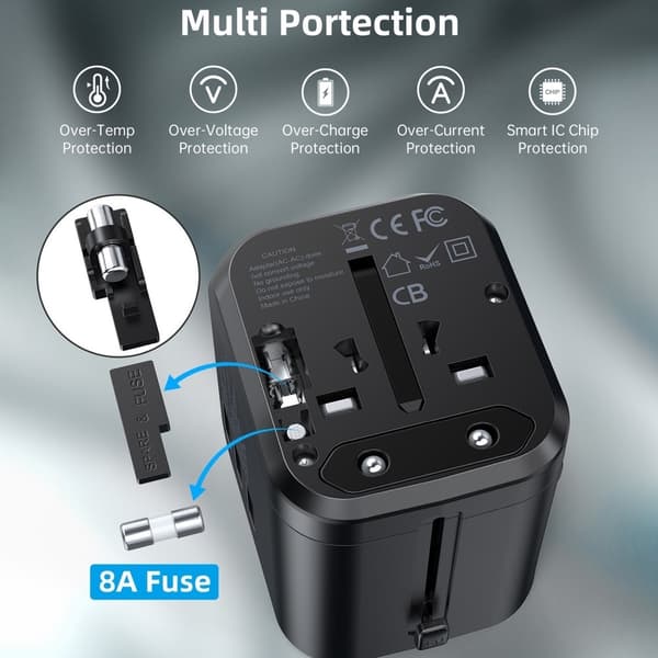 Choetech 35W PD Rejseadapter 3x USB-A 1x USB-C Sort 216