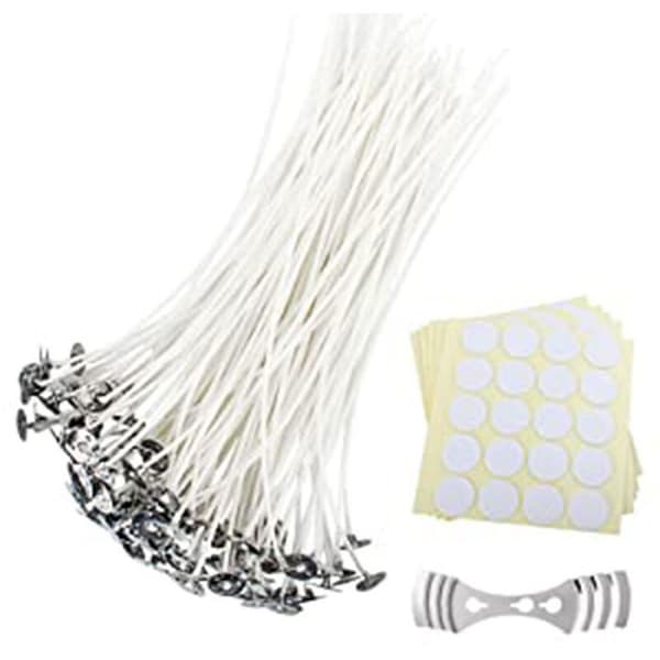 100 Stykker Vokslys Væger 15cm Lysvæger med Base til Lysfremstilling