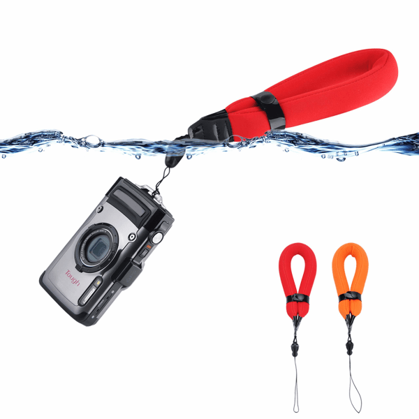 Flydende kamera håndledsstrop 2-pak undervands mobiltelefon flyderem til Olumpus TG-6 TG-5 TG-4, Nikon W300 W100 Gopro 11 10 9 8 (rød&orange)