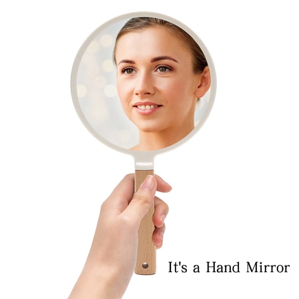 Håndholdt spejl med håndtag til makeup til mænd og kvinder (rundt)