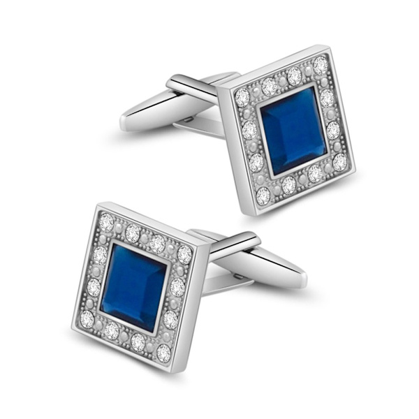 Mors dag gave til kvinder og mænd - Swarovski krystal firkantede blå manchetknapper - Klassiske manchetknapper til skjorte og jakkesæt - Manchetknapper til bryllup, fødselsdag, forretning - Gaver