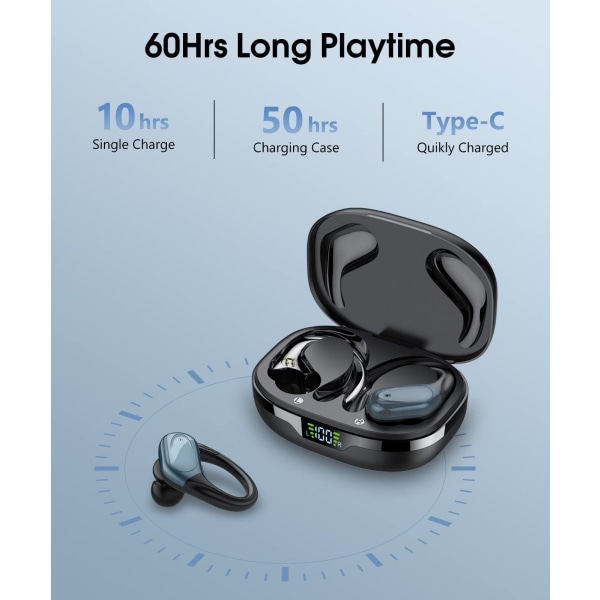Trådlösa hörlurar, Bluetooth 5.1 för sport, löpning, träning och gym
