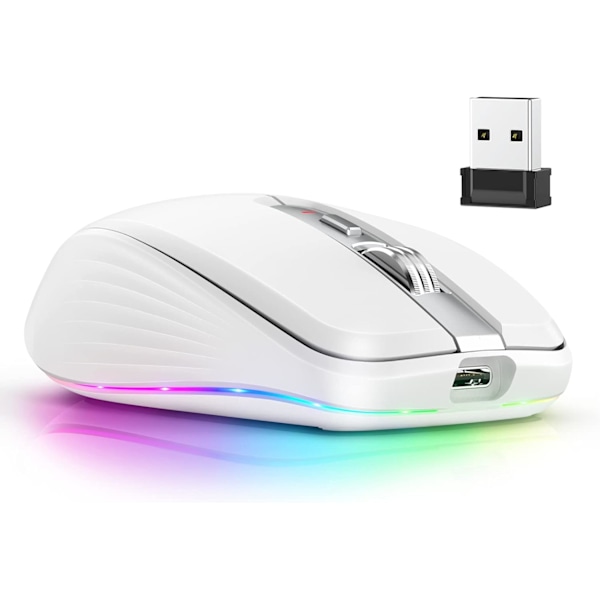 2.4G+BT5.1 Dual Mode Wireless Mouse Computer Gaming Mouse Ergonomic Design 4 Gear Adjustable DPI Built-in Rechargeable Battery for Laptop