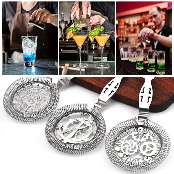 Cocktail Sil, Rustfritt Stål Hawthorne Sil for Bar Verktøy, Drikke Sil med Høy Tetthet Vår Profesjonelle Bartendere og Miksologer