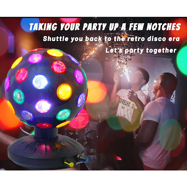 Roterende Diskokule LED Nattlys Projektor 360° Rotasjonshastighet/Lysstyrke Justerbar Lampe for Fest, Halloween, Jul.