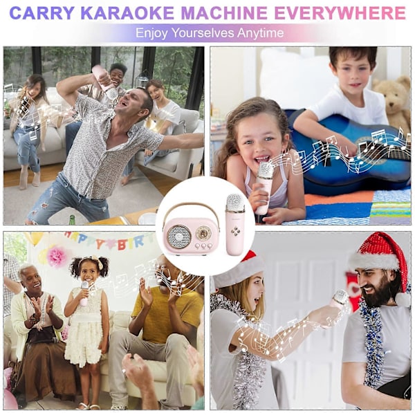 Mini-karaokelaitte, söpö karaoke-mikrofonisarja, kannettava Bluetooth-kaiutin mikrofonilla (vaaleanpunainen)