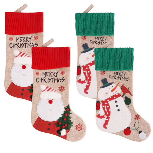 Julstrumpor, 4-pack strumpor 18\" (Snögubbe Tomte)