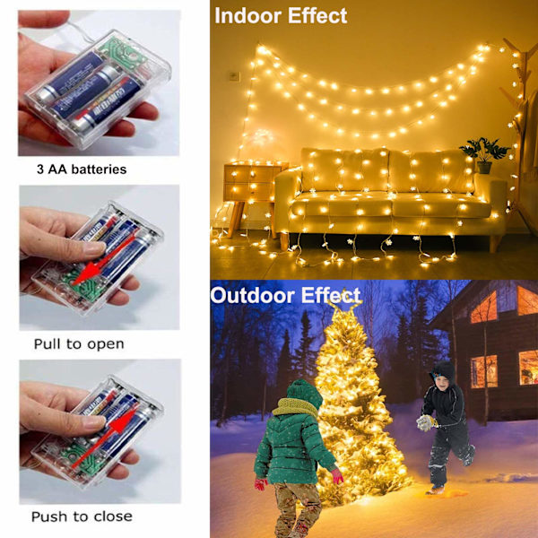 Joulu lumikide valot 20 ft 40 LED (lämmin valkoinen)
