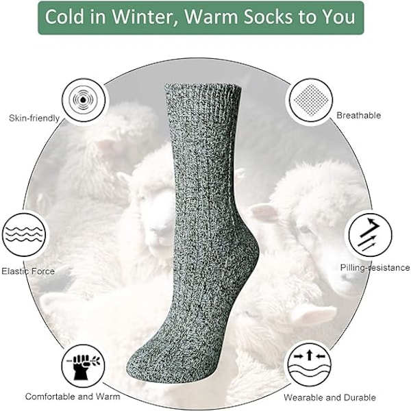 5 Par Damsockor Ull Termisk Varma Stickade Damsockor för Vinter