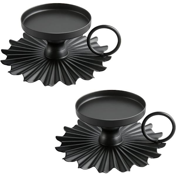 Metallkandelaber Set om 2, Svart Vintage